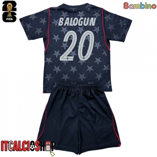 Stati Uniti Folarin Balogun #20 Seconda Maglia Bambino Mondiali 2026 Manica Corta (+ Pantaloni corti)